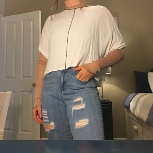 White blouse with contrasting collar (Zara)